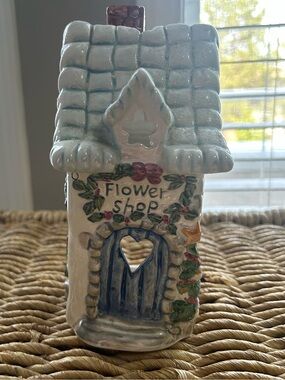 GANZ Ceramic Flower Shop Cottage Candle Holder- White, Blue, Green, Pink